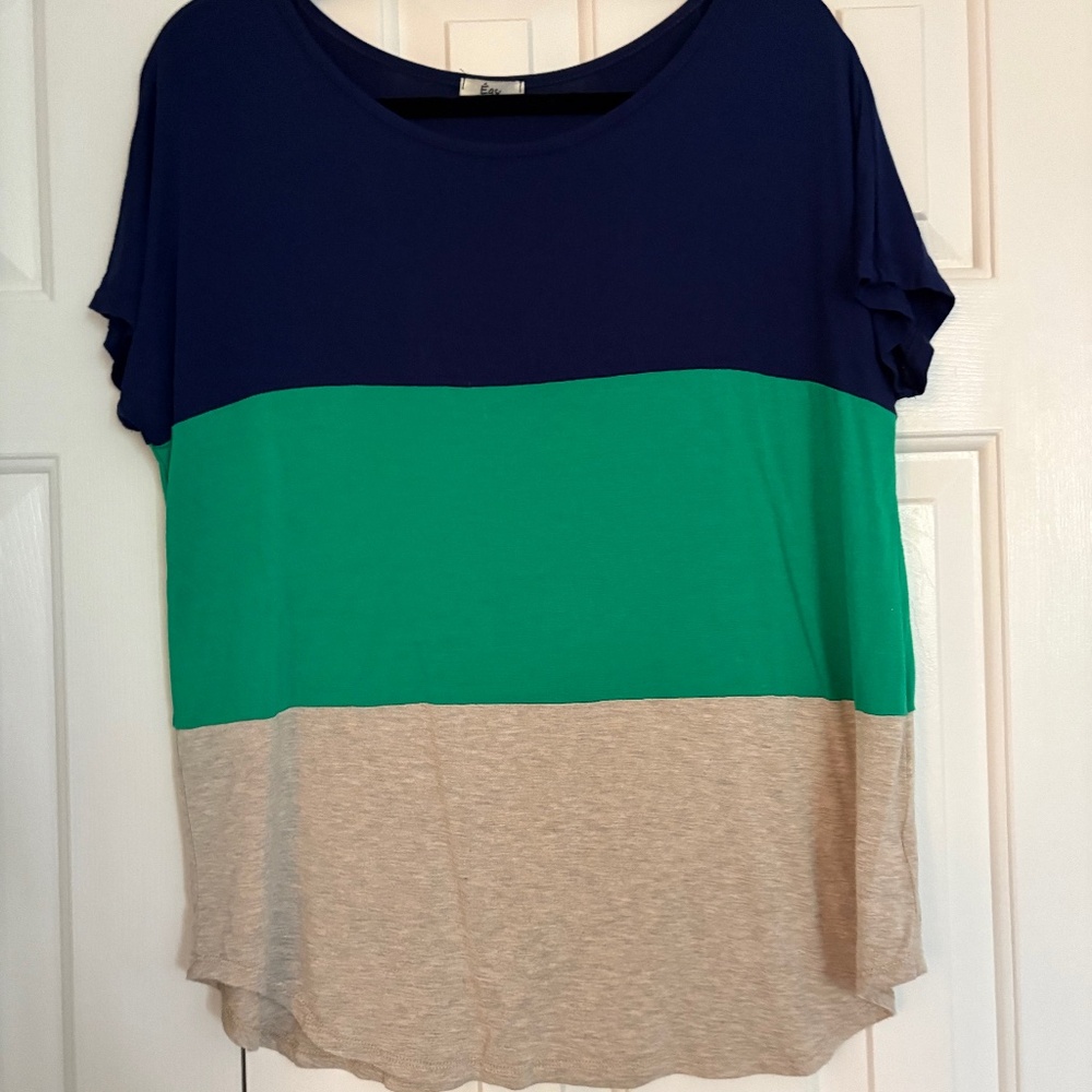 Navy Colorblock Casual Tee